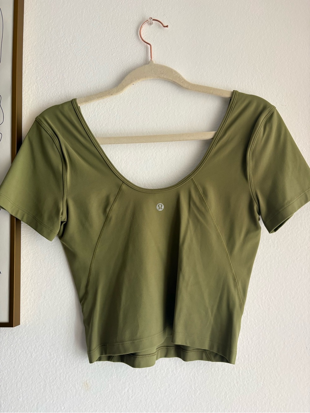 lululemon athletica Olive Green Short Sleeve Scoop Neck Top